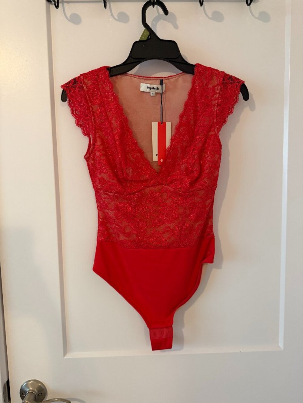 NWT Popilush Shapewear V-Neck Sleeveless Sculpting Lace Bodysuit